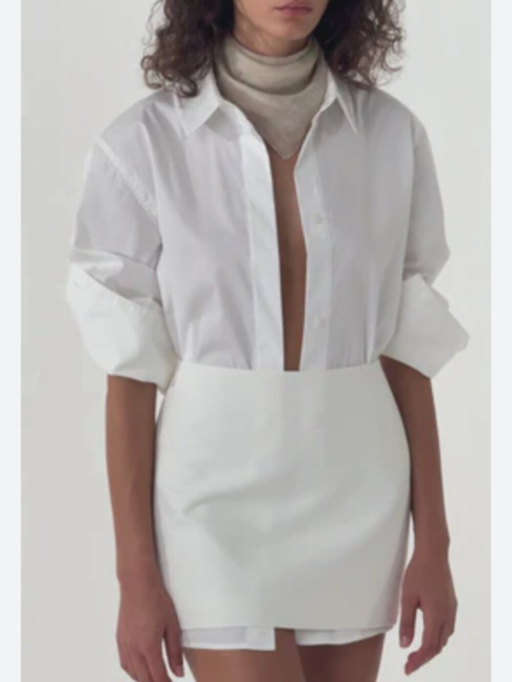 NWT HENNE Shea Mini Skirt XS/S White Ivory Quiet Lux Classic